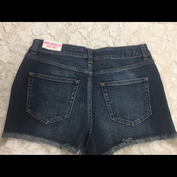 Pink Victoria Secret High Waist Jean Shorts Sz 8 - Picture 2 of 4